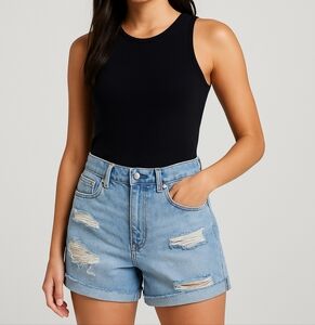 Aeropostale Distressed Cotton Denim Mom Shorts Size 2